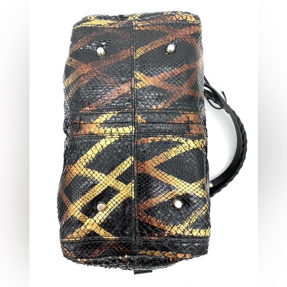 Pauric Sweeney Shiny Black Leather Python Hand Bag - Picture 4 of 12